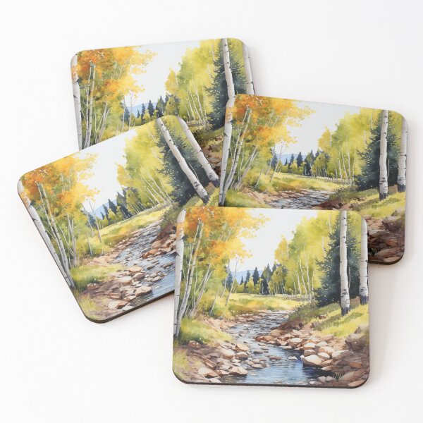 Item preview, Fall Stream Painting Leaves Water Aspen designed and sold by Hartbecke.