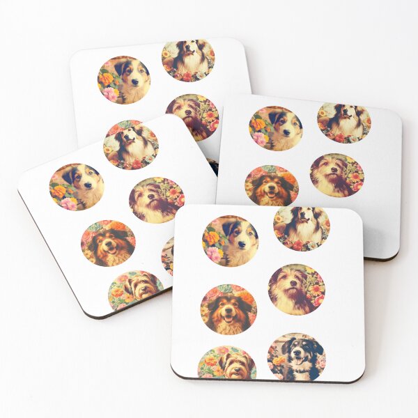 Item preview, A Vintage dogs stickers with flowers.  designed and sold by IguaranDesign.