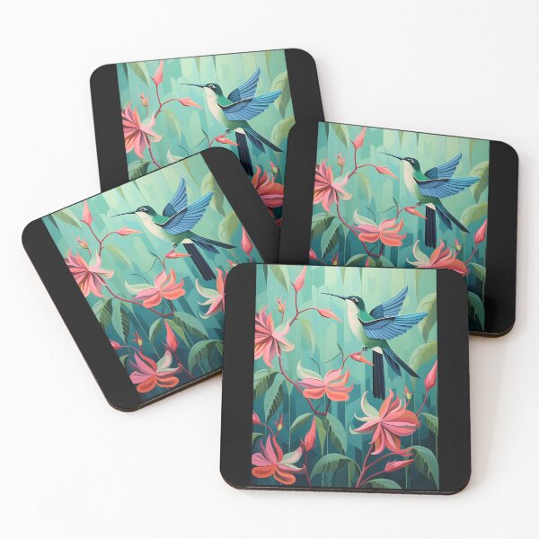 Item preview, Magnificent Hummingbird Dancing On Lovely Summer Flower Branches designed and sold by Timothystore-.