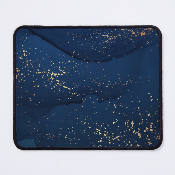 Item preview, Dark blue abstract ink luxury art with gold imitation designed and sold by AnnaHolyph.