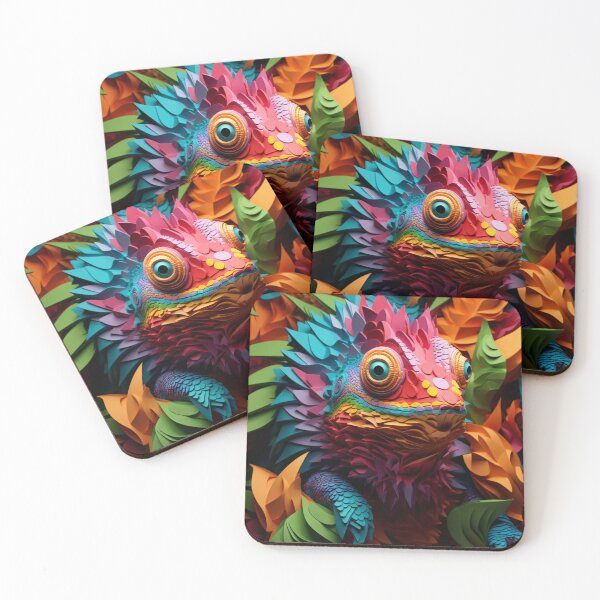 Item preview, 3d colorful lizards sitting in foliage designed and sold by aiphotosart.