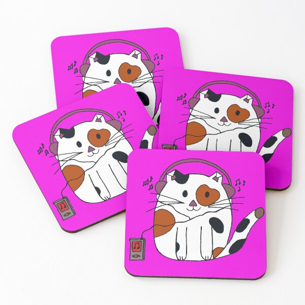 Item preview, White cat listening to music designed and sold by TataRafal85.