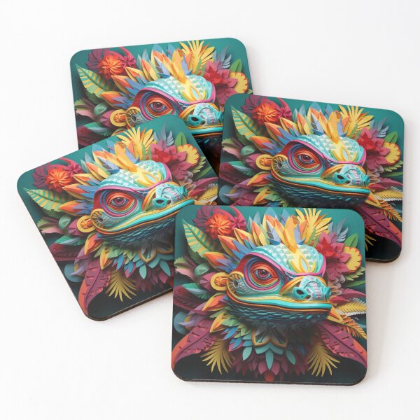 Item preview, 3d colorful lizards sitting in foliage designed and sold by aiphotosart.