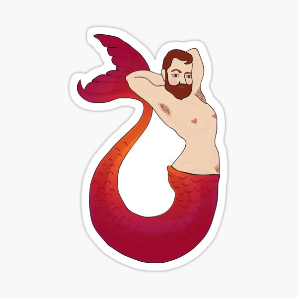 Sexy Red Merman Sticker