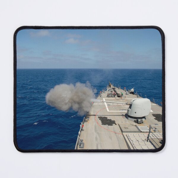 Item preview, STK109267M-The guided-missile destroyer USS Ross fires the MK45 5-inch lightweight gun. designed and sold by StocktrekImages.