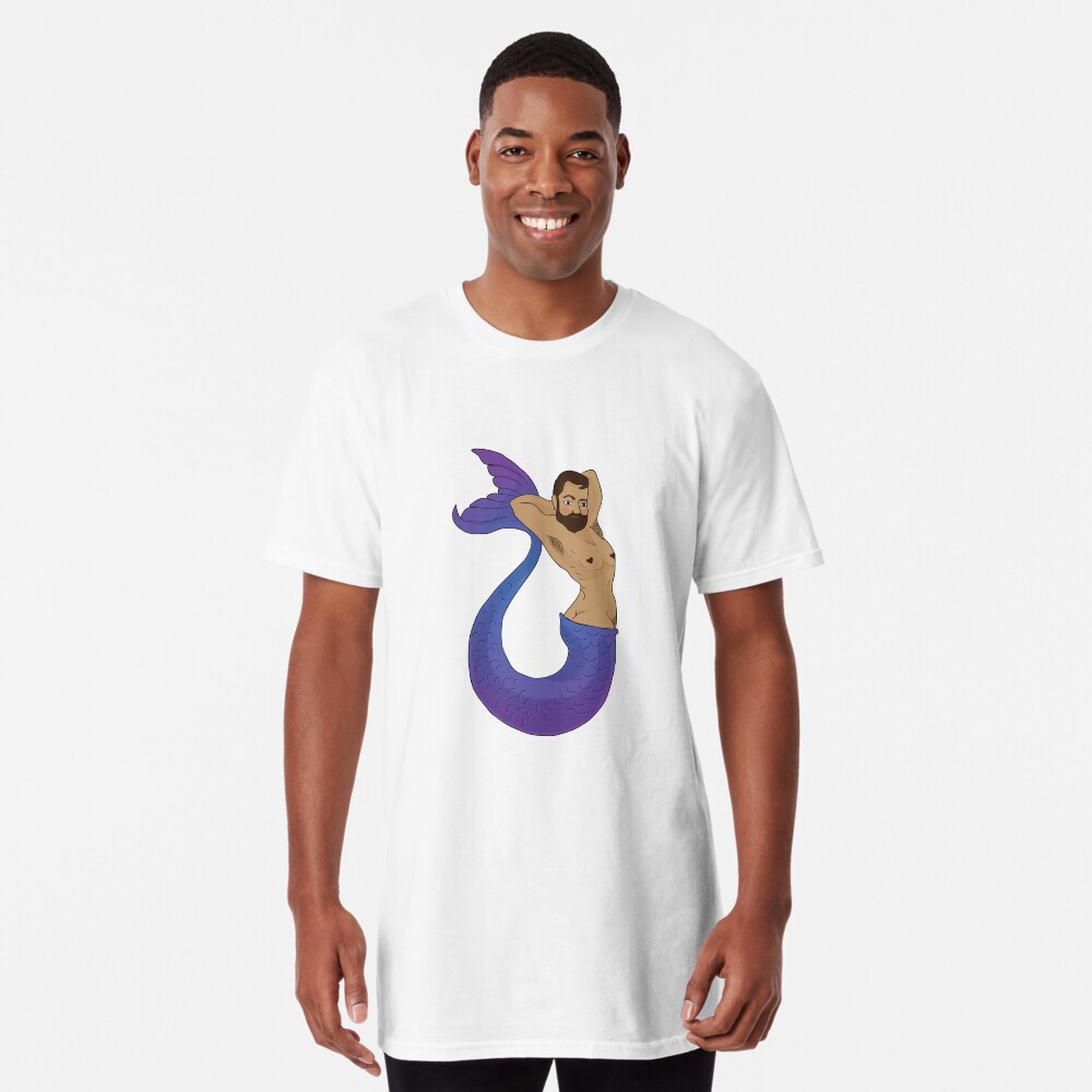 Alluring Blue Merman Long T-Shirt