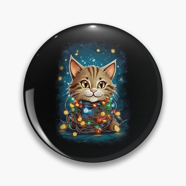 Item preview, Cat Tangled in Christmas Lights Santa designed and sold by Peculiarts.