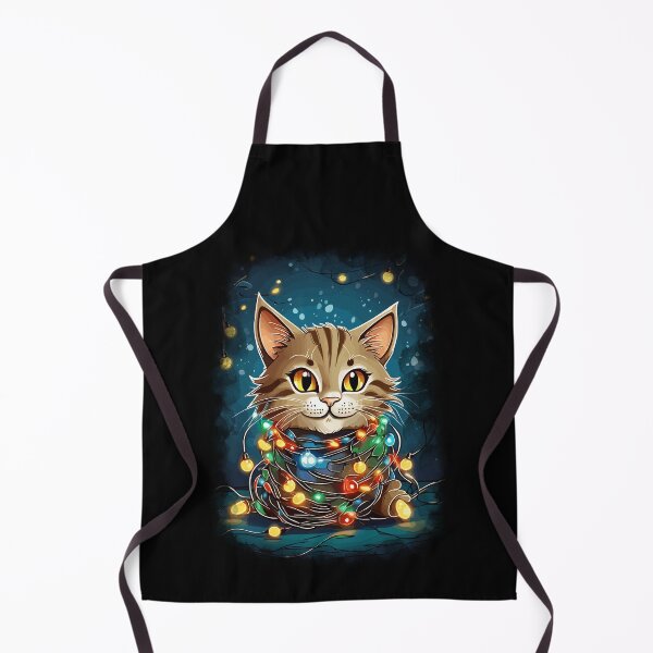 Item preview, Cat Tangled in Christmas Lights Santa designed and sold by Peculiarts.