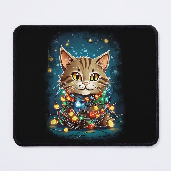 Item preview, Cat Tangled in Christmas Lights Santa designed and sold by Peculiarts.