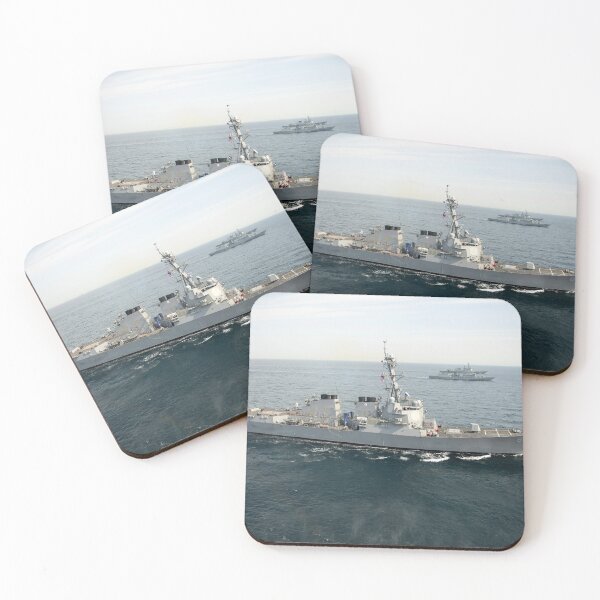 Item preview, STK109251M-USS Preble is underway in formation with Republic of Korea Navy ships. designed and sold by StocktrekImages.