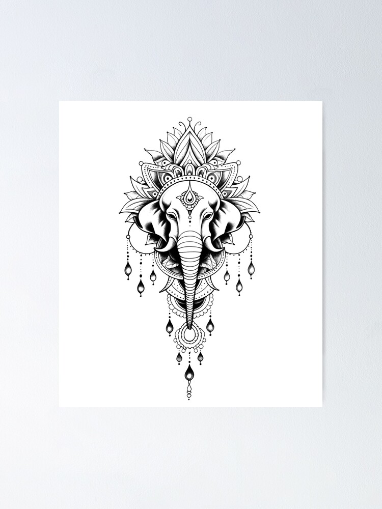 Elephant & Flowers Tattoo Majestic Nature-inspired Design Illustration Vol.  1 Instant Download Tattoo Design - Etsy Finland