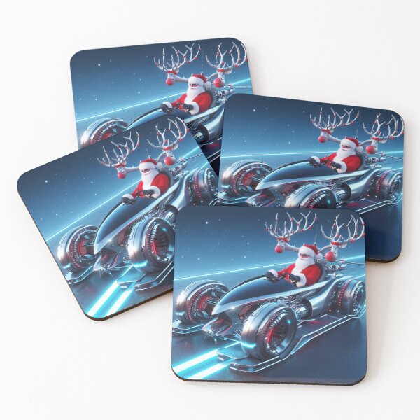 Item preview, futuristic, santa claus, sleigh, sci-fi, flying, robot, drone, machine, tech, futuristic technology, cyberpunk, space, future, christmas designed and sold by KICIART.