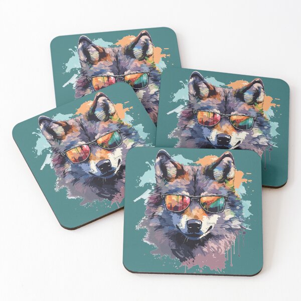 Item preview, Colourful/Colorful wolf with sunglasses 02 designed and sold by Batch-C91.