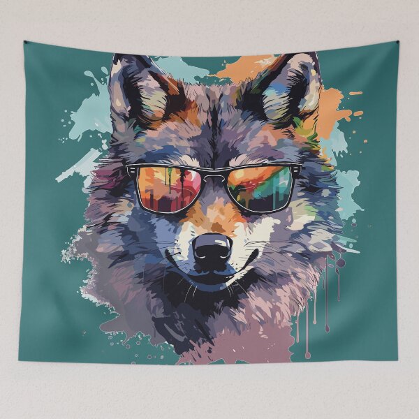 Item preview, Colourful/Colorful wolf with sunglasses 02 designed and sold by Batch-C91.