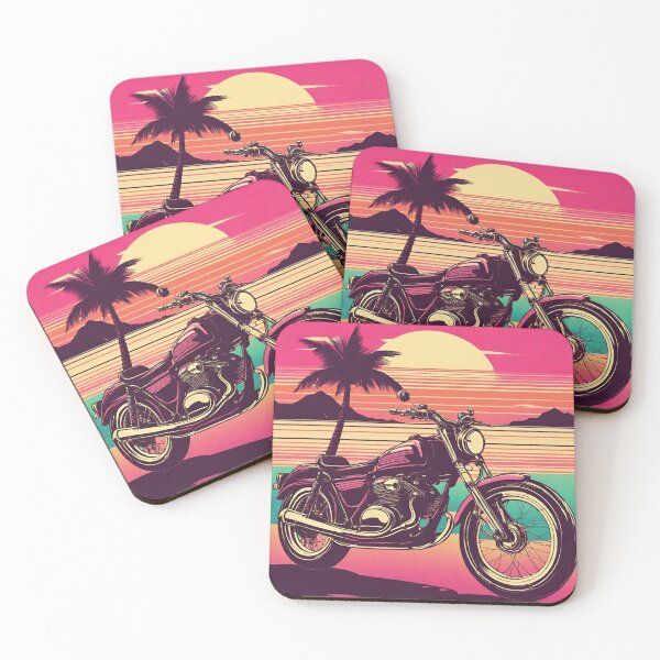 Item preview, Riding the Retro Wave Beach Motorcycle in Vintage Style designed and sold by PatternXS.