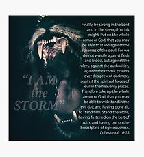 "I Am The Storm" Lion - Ephesians 6:10-18 Photographic Print
