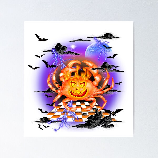 Ghost , crab ,black cloud ,Moon ,jack o lantern ,bat ,autumn ,dark  ,twilight halloween, spooky ,happy Halloween, bubble ,spider ,wizard,  witch, fire  Poster for Sale by letsgow8th