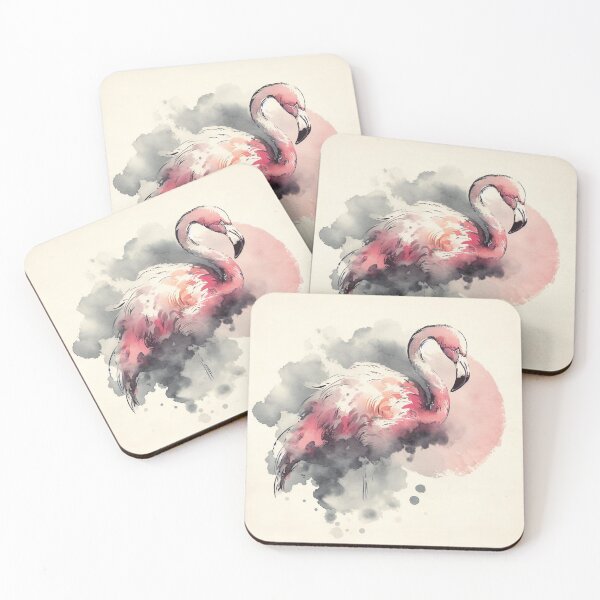 Item preview, Flamingo in circle splash watercolour painting clouds pastel  designed and sold by Meena-tta.