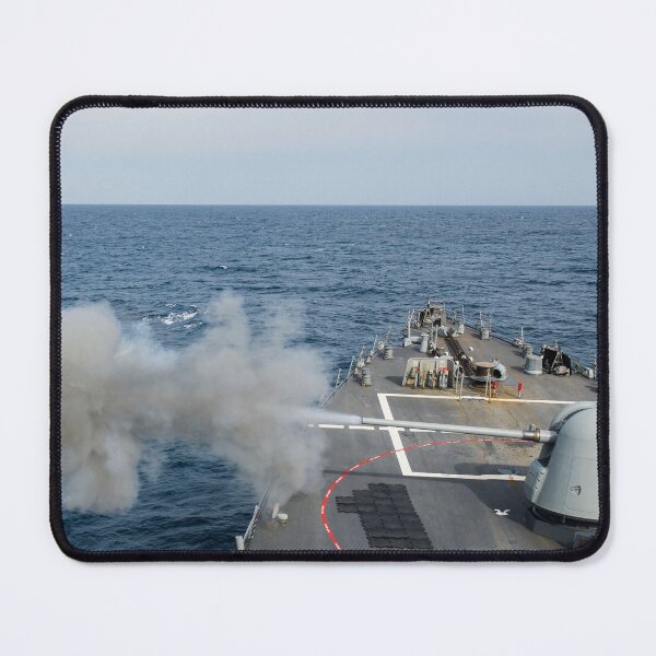 Item preview, STK109220M-Guided-missile destroyer USS Laboon fires its MK 45 5-inch lightweight gun. designed and sold by StocktrekImages.