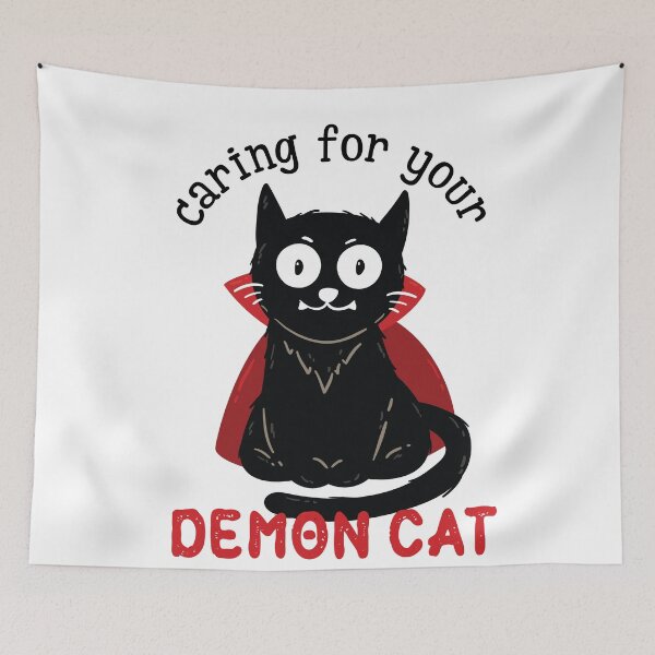 Item preview, Caring for your demon cat black cat designed and sold by stripedcarpet.