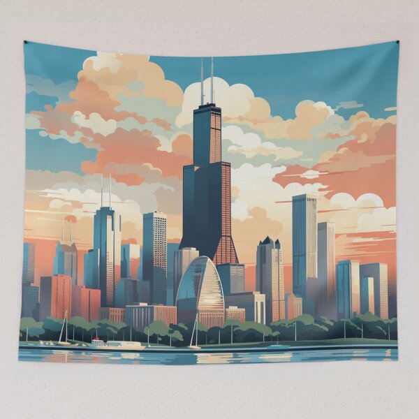 Item preview, A Pop Art Travel Print of Chicago - Illinois - US  designed and sold by StudioRedKoala.