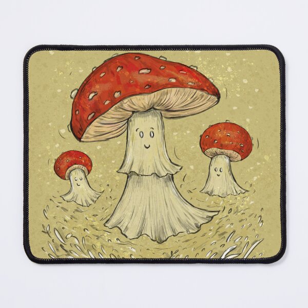 Item preview, Cute Mushroom Ghosts: Amanita Muscaria in Grass Field designed and sold by rnmarts.