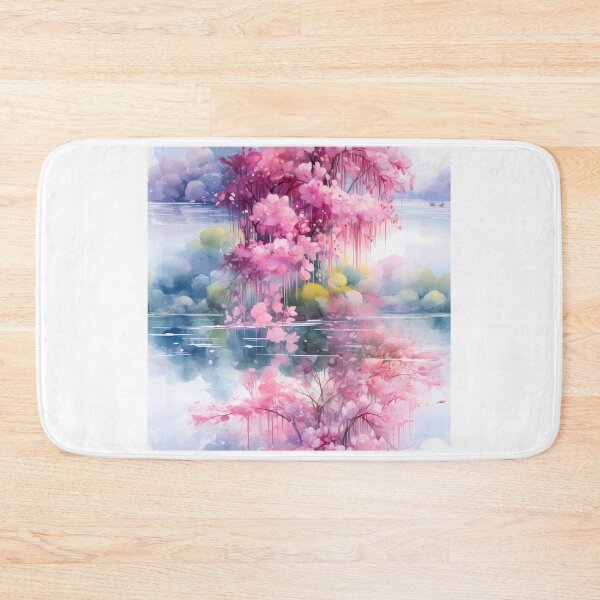 Item preview, Pink Watercolor Floral Tranquil Lakeside designed and sold by BloomPattern.