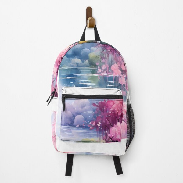 Item preview, Pink Watercolor Floral Tranquil Lakeside designed and sold by BloomPattern.