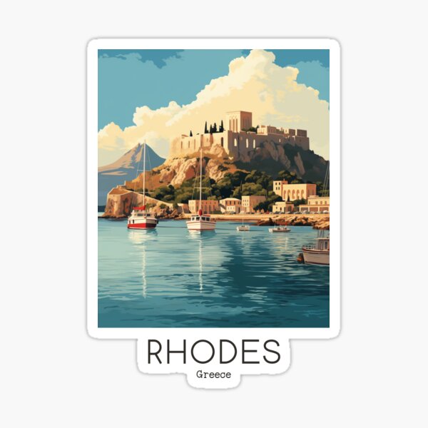 Item preview, A Vintage Travel Illustration of Rhodes - Greece  designed and sold by GoodOldVintage.