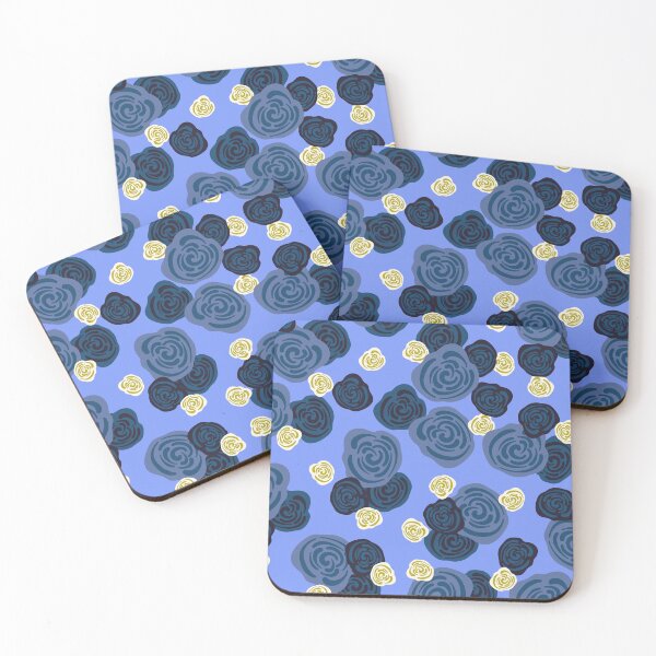 Item preview, Large Abstract Roses pattern in blue color palette designed and sold by BrankaPD.