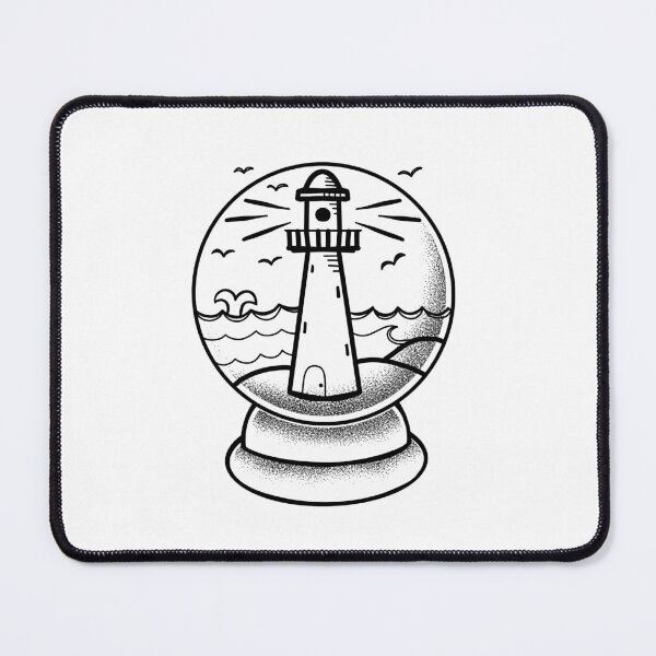 Item preview, Beachcore Boho Tattoo Ocean lighthouse in a crystal ball designed and sold by jazzydevil.