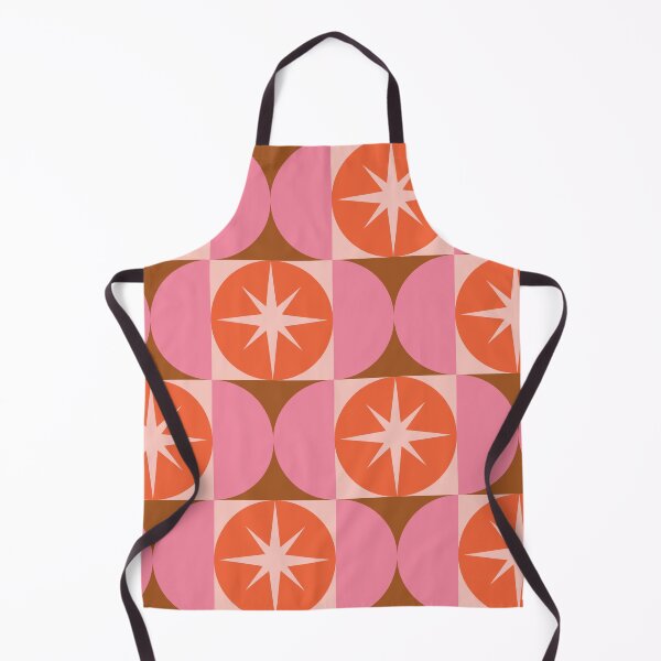Item preview, Mid Century Starbursts on Orange Circles and Pink Half Circles Pattern  designed and sold by Yasminepatterns .