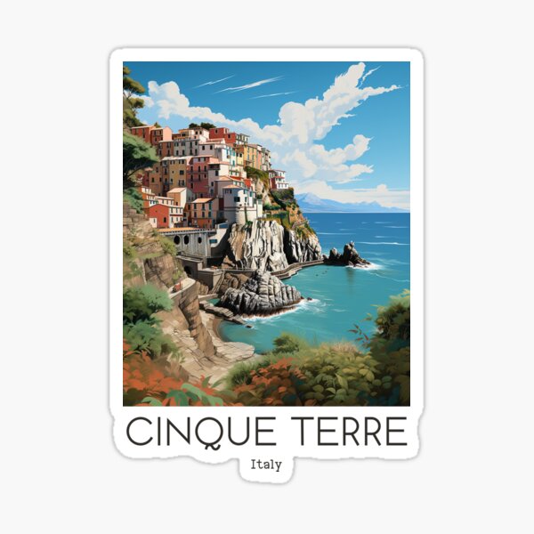 Item preview, A Vintage Travel Illustration of Cinque Terre - Italy  designed and sold by GoodOldVintage.