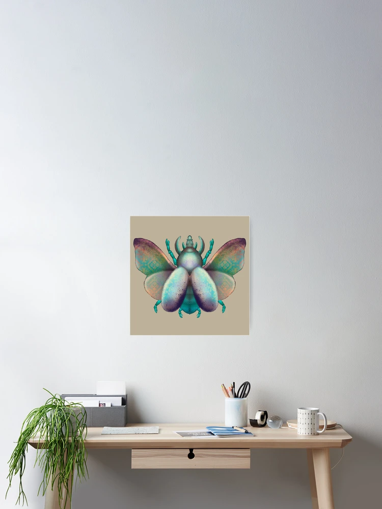 Thumbnail 2 of 3, Poster, Beetle In Flight Pastel Pattern Fantasy designed and sold by FoxTreeDesign.