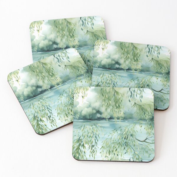 Item preview, Green Watercolor Floral Tranquil Lakeside designed and sold by BloomPattern.