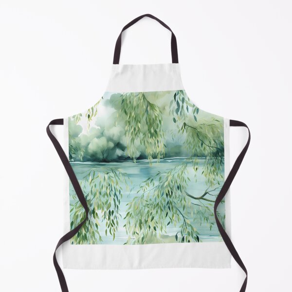 Item preview, Green Watercolor Floral Tranquil Lakeside designed and sold by BloomPattern.