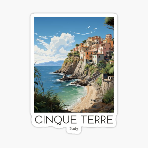Item preview, A Vintage Travel Illustration of Cinque Terre - Italy  designed and sold by GoodOldVintage.