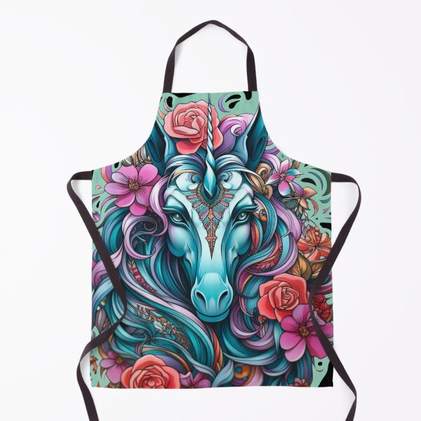 Item preview, Unicorn Floral Fantasy Tattoo designed and sold by FoxTreeDesign.