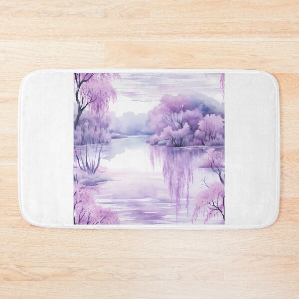 Item preview, Purple Watercolor Floral Tranquil Lakeside designed and sold by BloomPattern.