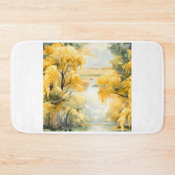 Item preview, Yellow Watercolor Floral Tranquil Lakeside designed and sold by BloomPattern.