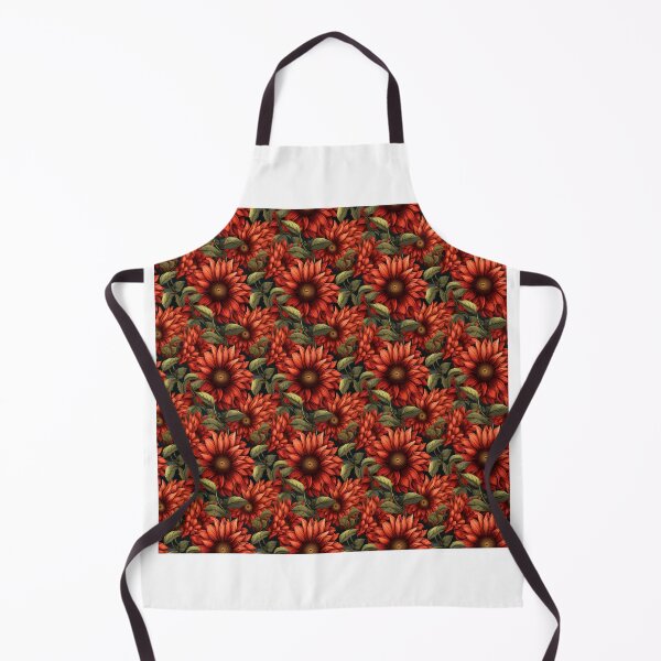 Item preview, Red Vibrant Sunflower Botanical Illustration Pattern designed and sold by BloomPattern.