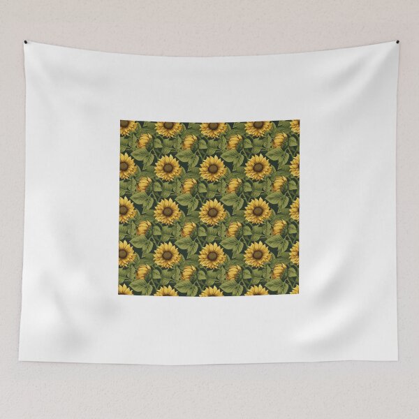 Item preview, Green & Yellow Vibrant Sunflower Botanical Illustration Pattern designed and sold by BloomPattern.