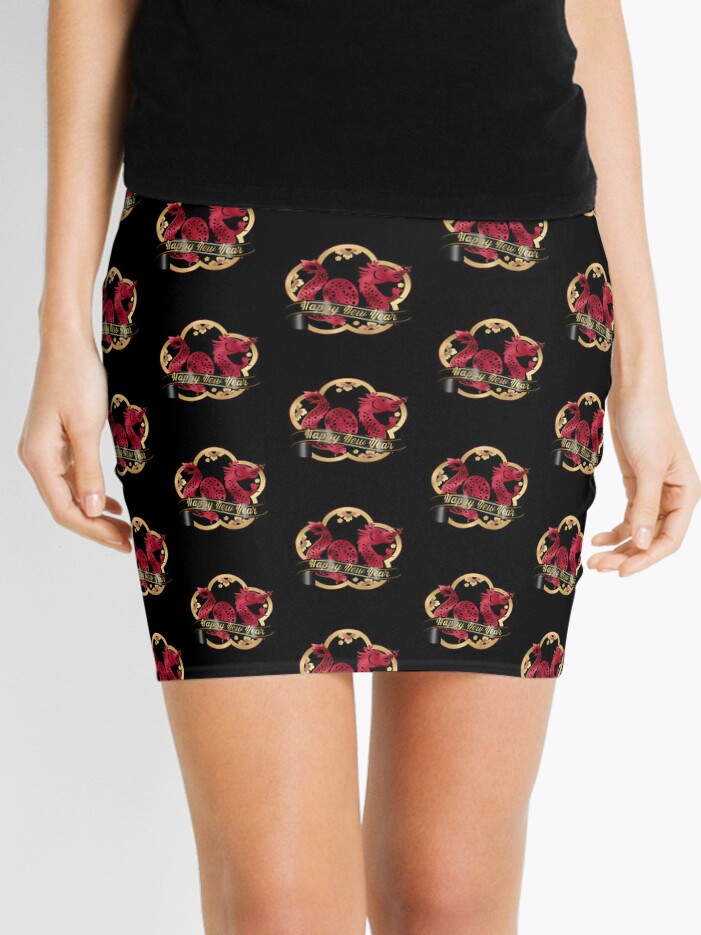 2024 Year of the Dragon, Happy Chinese New Year, Lunar New Year, Red  White and Gold Mini Skirt for Sale by StarryHeavens
