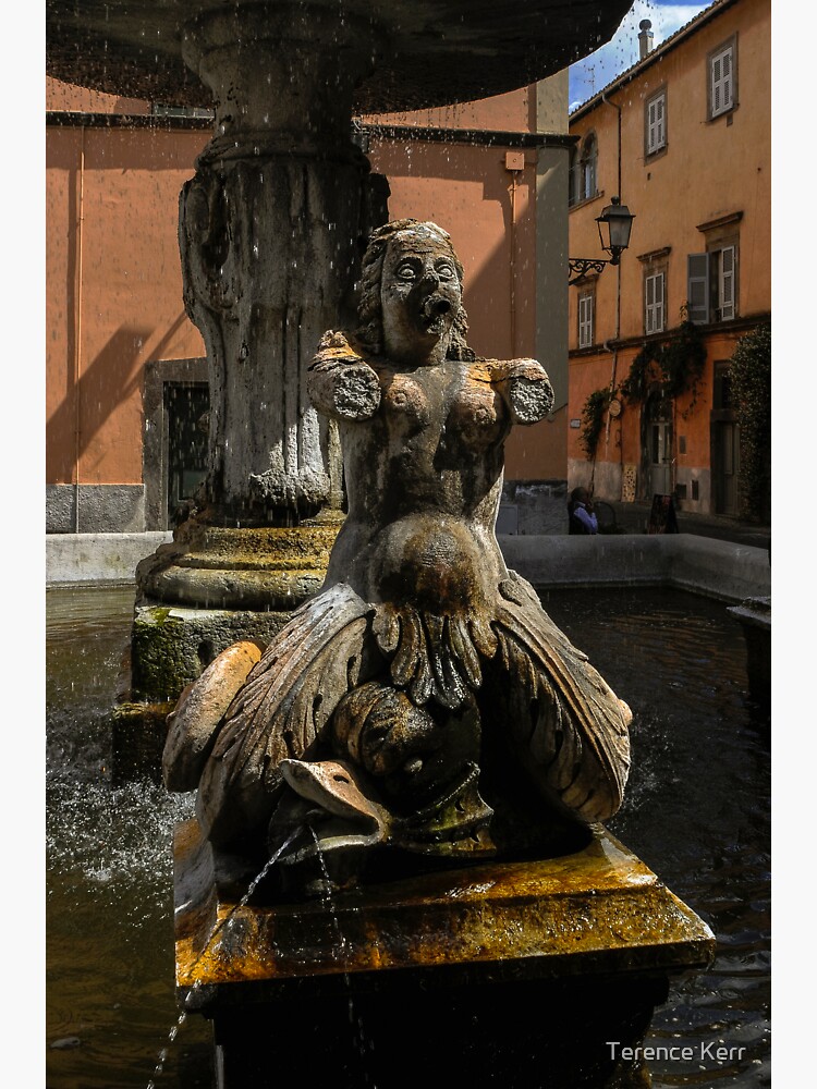 Shapely Siren on Baroque fountain in Tuscania, Italy Sticker for