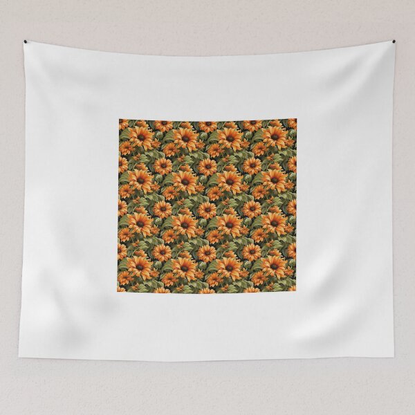 Item preview, Orange Vibrant Sunflower Botanical Illustration Pattern designed and sold by BloomPattern.