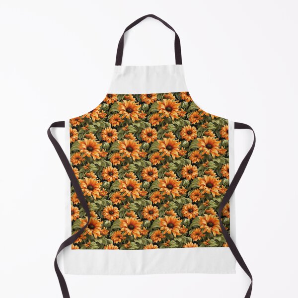 Item preview, Orange Vibrant Sunflower Botanical Illustration Pattern designed and sold by BloomPattern.