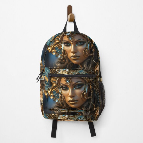 Item preview, Woman with golden head dress with golden butterflywings designed and sold by AI-Only Creations.