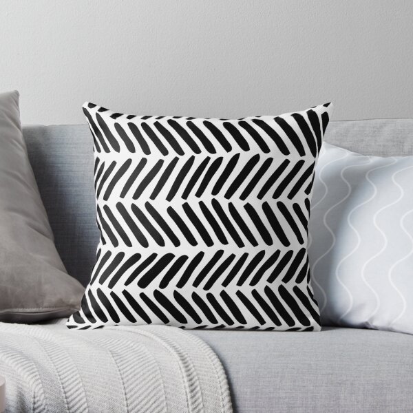 Chevron abstrait noir et blanc Coussin