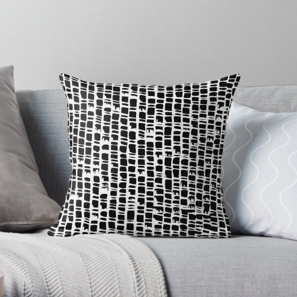 Abstract Black and White Block Box Pattern Throw Pillow