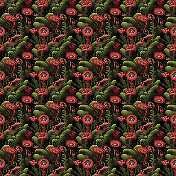 Artwork thumbnail, Red Venus Flytrap Plant Pattern by BloomPattern